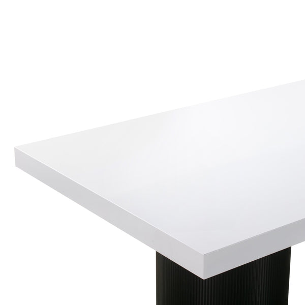 TOV Furniture Nova 95" White Lacquer Dining Table – Modern Elegance with Sturdy Black Pedestal for 8-10 Guests TOV-D44185