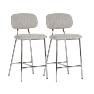 TOV Furniture Ariana Grey Counter Stool Set of 2 - Chic Linen Upholstery & Silver Metal Frame for Modern Spaces TOV-D44221