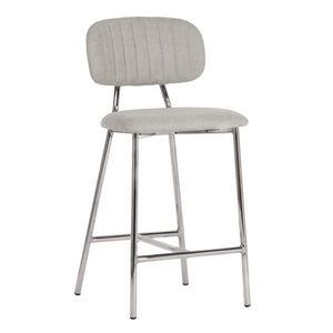 TOV Furniture Ariana Grey Counter Stool Set of 2 - Chic Linen Upholstery & Silver Metal Frame for Modern Spaces TOV-D44221