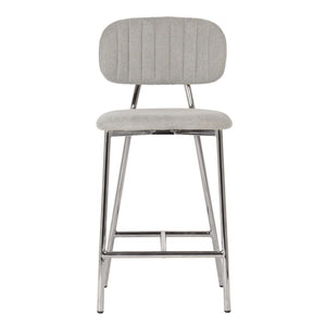 TOV Furniture Ariana Grey Counter Stool Set of 2 - Chic Linen Upholstery & Silver Metal Frame for Modern Spaces TOV-D44221