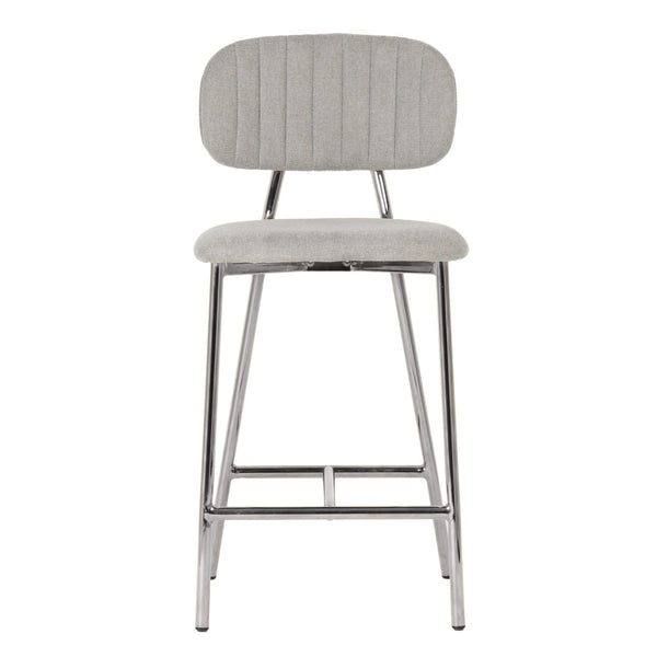 TOV Furniture Ariana Grey Counter Stool Set of 2 - Chic Linen Upholstery & Silver Metal Frame for Modern Spaces TOV-D44221