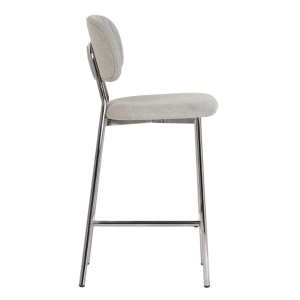 TOV Furniture Ariana Grey Counter Stool Set of 2 - Chic Linen Upholstery & Silver Metal Frame for Modern Spaces TOV-D44221