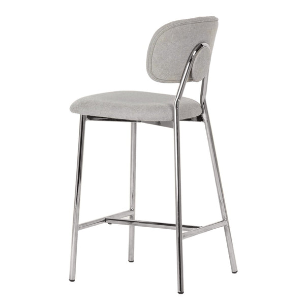 TOV Furniture Ariana Grey Counter Stool Set of 2 - Chic Linen Upholstery & Silver Metal Frame for Modern Spaces TOV-D44221