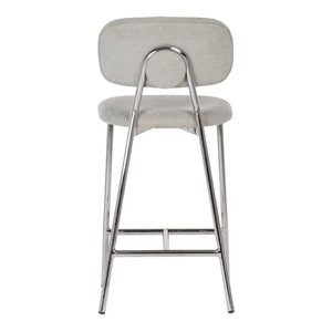 TOV Furniture Ariana Grey Counter Stool Set of 2 - Chic Linen Upholstery & Silver Metal Frame for Modern Spaces TOV-D44221