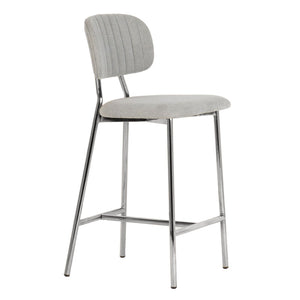 TOV Furniture Ariana Grey Counter Stool Set of 2 - Chic Linen Upholstery & Silver Metal Frame for Modern Spaces TOV-D44221