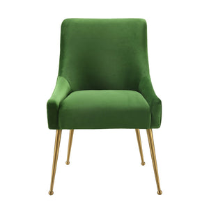 TOV Furniture Beatrix Velvet Side Chair - Chic Comfort with Gold Accents for Dining Rooms, Living Spaces & More Green TOV-D46
