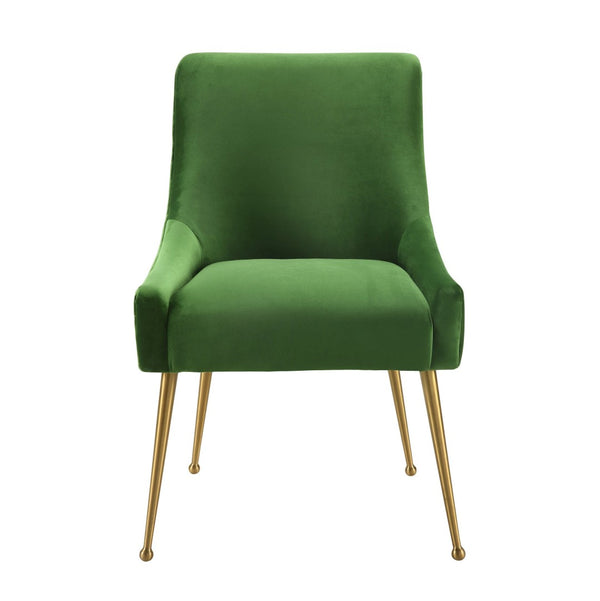 TOV Furniture Beatrix Velvet Side Chair - Chic Comfort with Gold Accents for Dining Rooms, Living Spaces & More Green TOV-D46