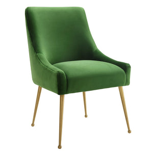 TOV Furniture Beatrix Velvet Side Chair - Chic Comfort with Gold Accents for Dining Rooms, Living Spaces & More Green TOV-D46