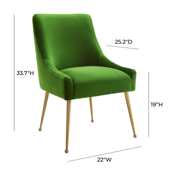 TOV Furniture Beatrix Velvet Side Chair - Chic Comfort with Gold Accents for Dining Rooms, Living Spaces & More Green TOV-D46