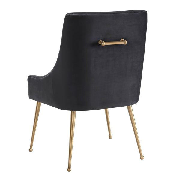 TOV Furniture Beatrix Velvet Side Chair - Chic Comfort with Gold Accents for Dining Rooms, Living Spaces & More Grey TOV-D47