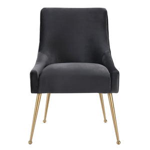 TOV Furniture Beatrix Velvet Side Chair - Chic Comfort with Gold Accents for Dining Rooms, Living Spaces & More Grey TOV-D47