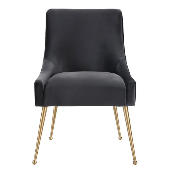 TOV Furniture Beatrix Velvet Side Chair - Chic Comfort with Gold Accents for Dining Rooms, Living Spaces & More Grey TOV-D47