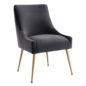 TOV Furniture Beatrix Velvet Side Chair - Chic Comfort with Gold Accents for Dining Rooms, Living Spaces & More Grey TOV-D47