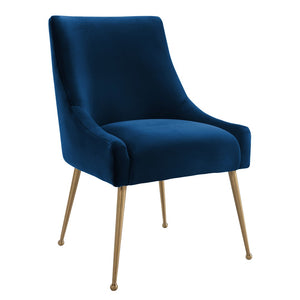 TOV Furniture Beatrix Velvet Side Chair - Chic Comfort with Gold Accents for Dining Rooms, Living Spaces & More Navy TOV-D48