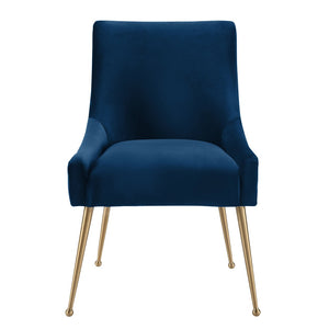 TOV Furniture Beatrix Velvet Side Chair - Chic Comfort with Gold Accents for Dining Rooms, Living Spaces & More Navy TOV-D48
