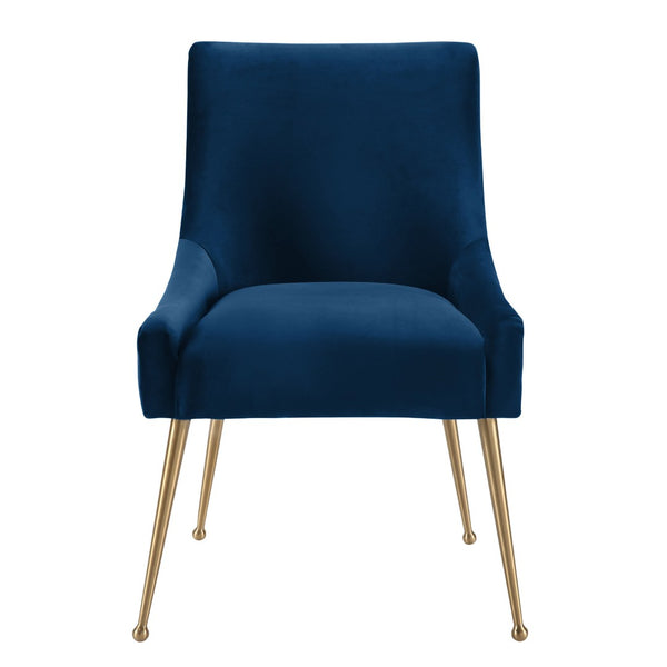 TOV Furniture Beatrix Velvet Side Chair - Chic Comfort with Gold Accents for Dining Rooms, Living Spaces & More Navy TOV-D48