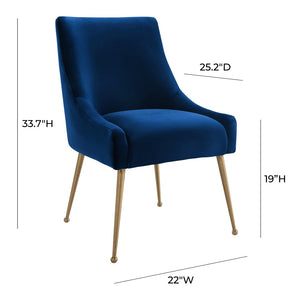 TOV Furniture Beatrix Velvet Side Chair - Chic Comfort with Gold Accents for Dining Rooms, Living Spaces & More Navy TOV-D48