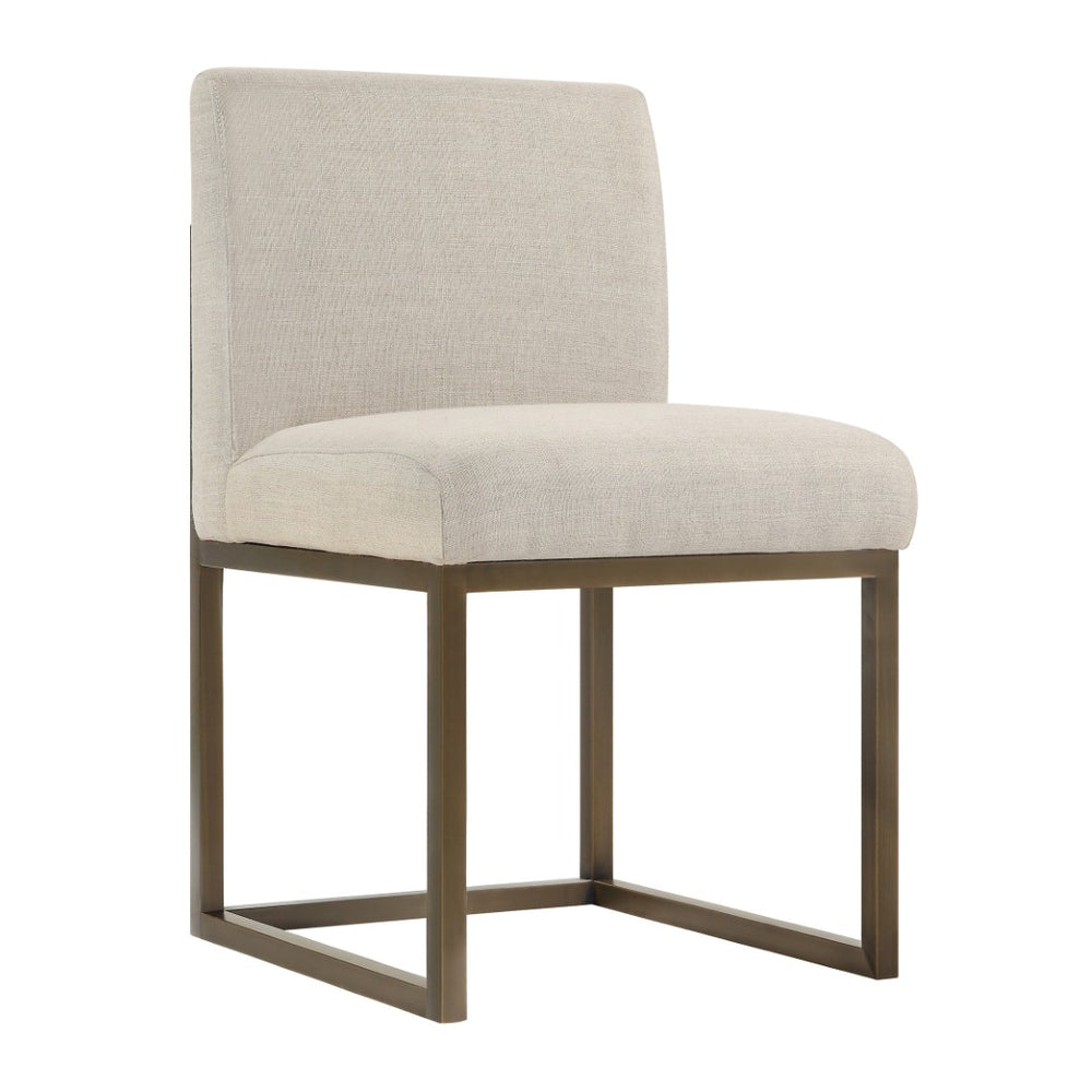 TOV Furniture Haute Beige Linen Chair - Modern Glamour with Plush Upholstery & Sturdy Bronze Base for Dining & Accent TOV-D49