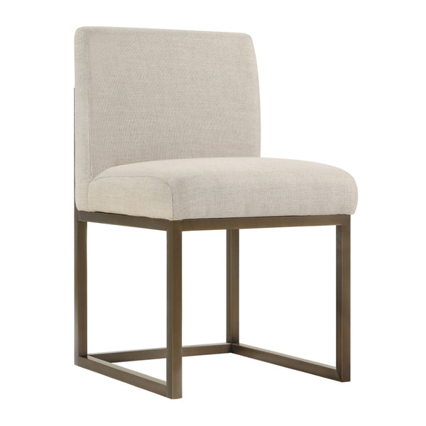 TOV Furniture Haute Beige Linen Chair - Modern Glamour with Plush Upholstery & Sturdy Bronze Base for Dining & Accent TOV-D49