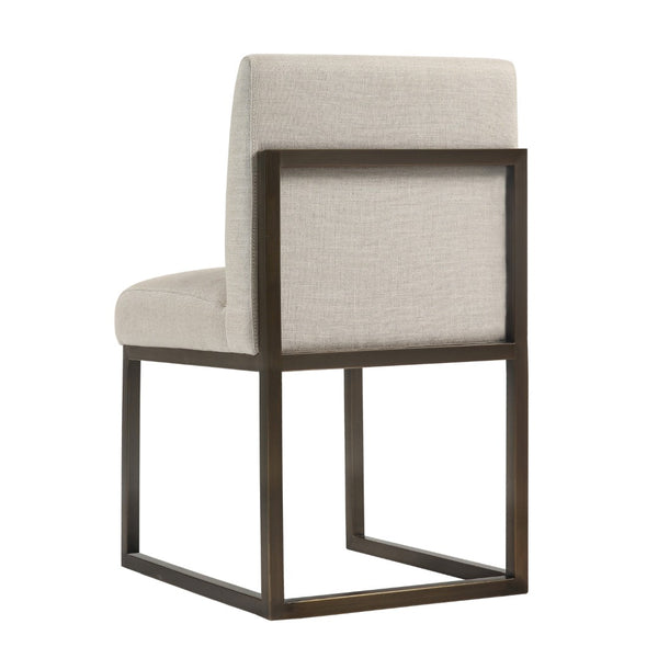 TOV Furniture Haute Beige Linen Chair - Modern Glamour with Plush Upholstery & Sturdy Bronze Base for Dining & Accent TOV-D49