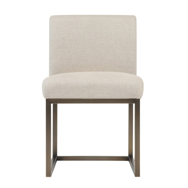TOV Furniture Haute Beige Linen Chair - Modern Glamour with Plush Upholstery & Sturdy Bronze Base for Dining & Accent TOV-D49