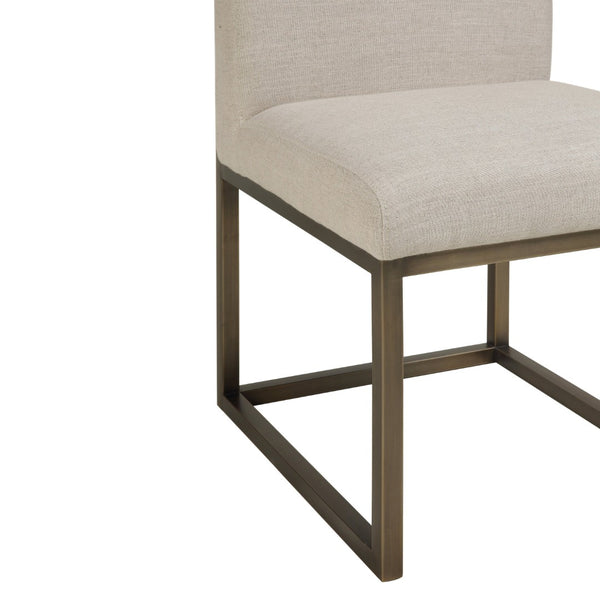 TOV Furniture Haute Beige Linen Chair - Modern Glamour with Plush Upholstery & Sturdy Bronze Base for Dining & Accent TOV-D49