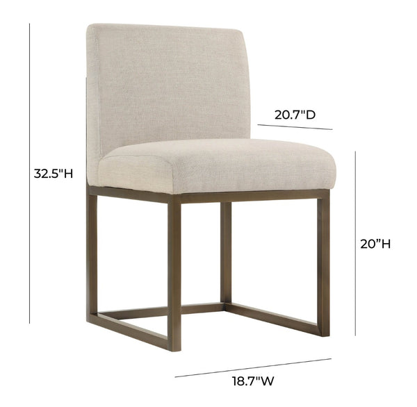 TOV Furniture Haute Beige Linen Chair - Modern Glamour with Plush Upholstery & Sturdy Bronze Base for Dining & Accent TOV-D49