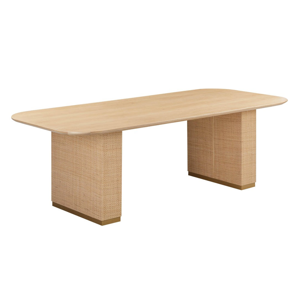 TOV Furniture Akiba 96" Natural Ash Rectangular Dining Table with Woven Rattan - Seats 8, Perfect for Gatherings! TOV-D54220