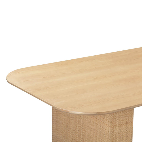 TOV Furniture Akiba 96" Natural Ash Rectangular Dining Table with Woven Rattan - Seats 8, Perfect for Gatherings! TOV-D54220