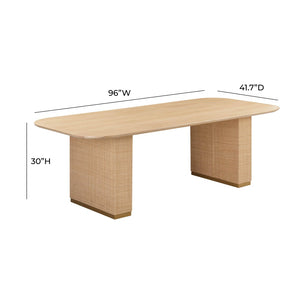 TOV Furniture Akiba 96" Natural Ash Rectangular Dining Table with Woven Rattan - Seats 8, Perfect for Gatherings! TOV-D54220