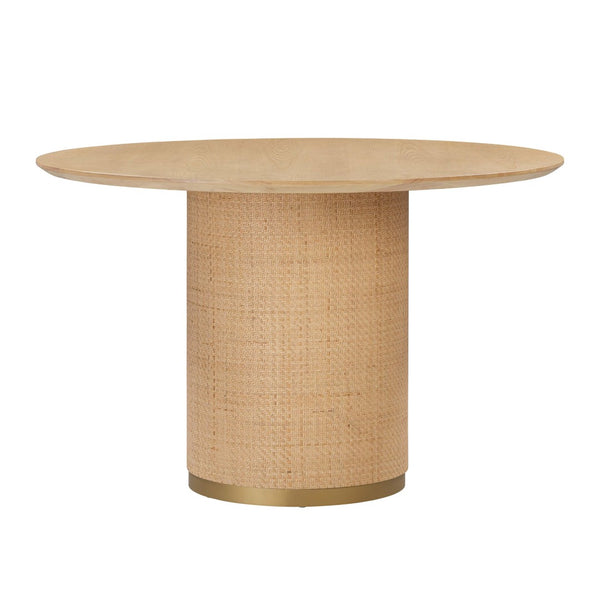 TOV Furniture Akiba 47" Round Dining Table - Natural Ash & Rattan Design for Modern Dining & Casual Entertaining TOV-D54221