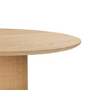 TOV Furniture Akiba 47" Round Dining Table - Natural Ash & Rattan Design for Modern Dining & Casual Entertaining TOV-D54221