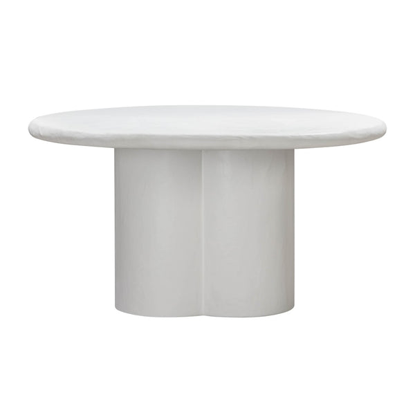 TOV Furniture Elika 59" Faux Plaster Round Dining Table - Modern Minimalist Design for Indoor and Outdoor Spaces White TOV-D54232