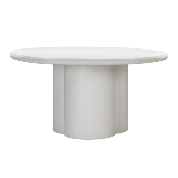 TOV Furniture Elika 59" Faux Plaster Round Dining Table - Modern Minimalist Design for Indoor and Outdoor Spaces White TOV-D54232