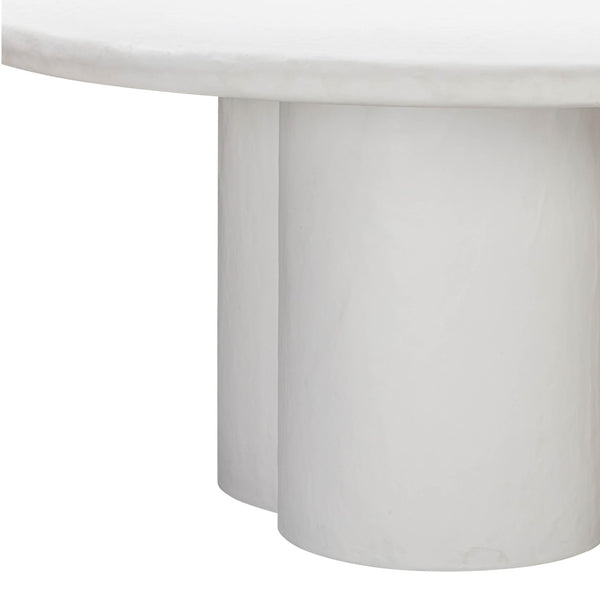 TOV Furniture Elika 59" Faux Plaster Round Dining Table - Modern Minimalist Design for Indoor and Outdoor Spaces White TOV-D54232