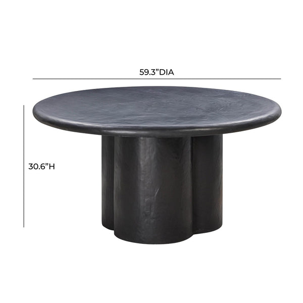 TOV Furniture Elika 59" Faux Plaster Round Dining Table - Modern Minimalist Design for Indoor and Outdoor Spaces Black TOV-D54233
