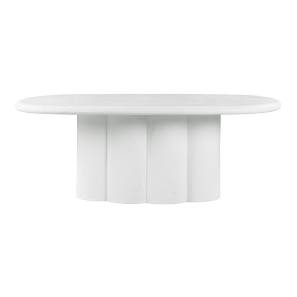 TOV Furniture Elika 80" Oval Dining Table - Elegant Faux Plaster Design for Indoor & Outdoor Entertaining Spaces White TOV-D54234