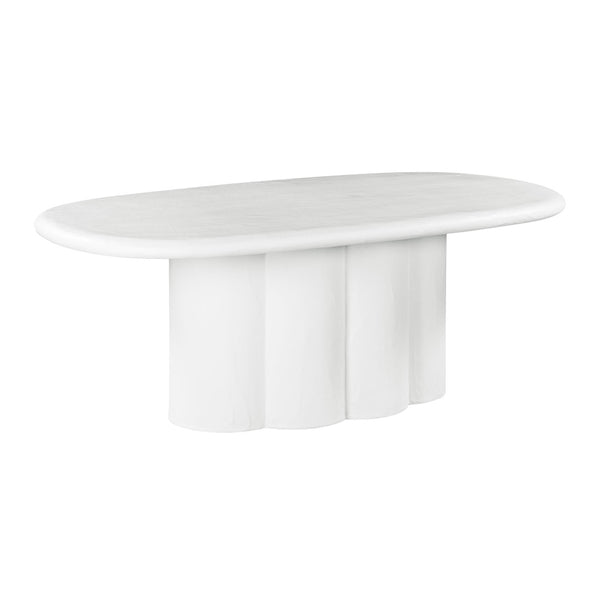 TOV Furniture Elika 80" Oval Dining Table - Elegant Faux Plaster Design for Indoor & Outdoor Entertaining Spaces White TOV-D54234