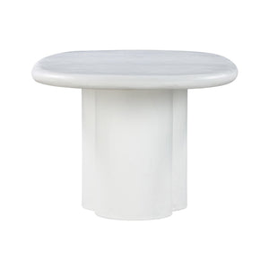 TOV Furniture Elika 80" Oval Dining Table - Elegant Faux Plaster Design for Indoor & Outdoor Entertaining Spaces White TOV-D54234