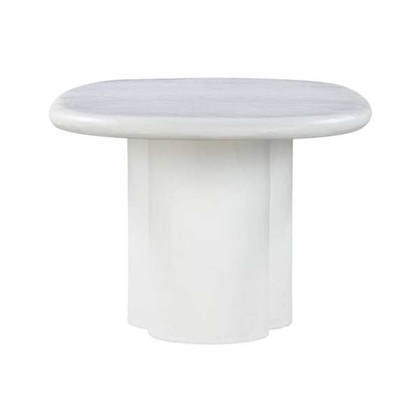 TOV Furniture Elika 80" Oval Dining Table - Elegant Faux Plaster Design for Indoor & Outdoor Entertaining Spaces White TOV-D54234
