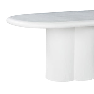 TOV Furniture Elika 80" Oval Dining Table - Elegant Faux Plaster Design for Indoor & Outdoor Entertaining Spaces White TOV-D54234