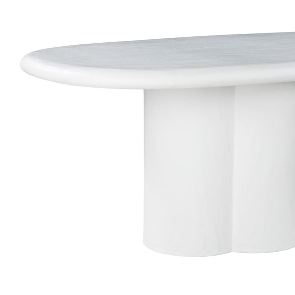 TOV Furniture Elika 80" Oval Dining Table - Elegant Faux Plaster Design for Indoor & Outdoor Entertaining Spaces White TOV-D54234