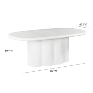 TOV Furniture Elika 80" Oval Dining Table - Elegant Faux Plaster Design for Indoor & Outdoor Entertaining Spaces White TOV-D54234
