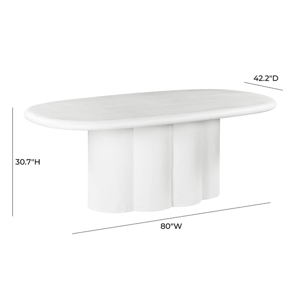TOV Furniture Elika 80" Oval Dining Table - Elegant Faux Plaster Design for Indoor & Outdoor Entertaining Spaces White TOV-D54234
