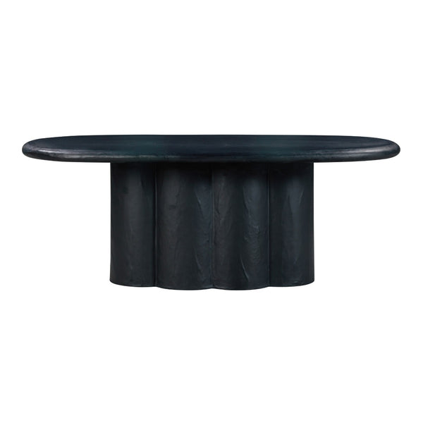 TOV Furniture Elika 80" Oval Dining Table - Elegant Faux Plaster Design for Indoor & Outdoor Entertaining Spaces Black TOV-D54235