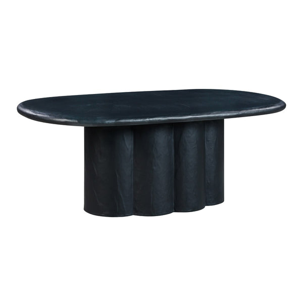 TOV Furniture Elika 80" Oval Dining Table - Elegant Faux Plaster Design for Indoor & Outdoor Entertaining Spaces Black TOV-D54235