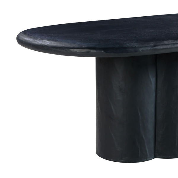 TOV Furniture Elika 80" Oval Dining Table - Elegant Faux Plaster Design for Indoor & Outdoor Entertaining Spaces Black TOV-D54235
