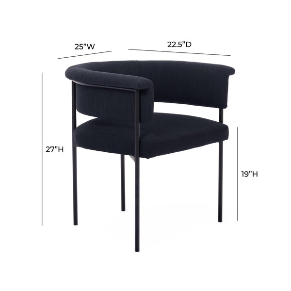 TOV Furniture Taylor Performance Linen Dining Chair – Modern Comfort with Durable Fabric for Stylish Dining Spaces Black TOV-D54240