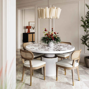 TOV Furniture Cosette Performance Linen Dining Chair - Mid-Century Modern Design with Ergonomic Comfort & Style Cream TOV-D54265