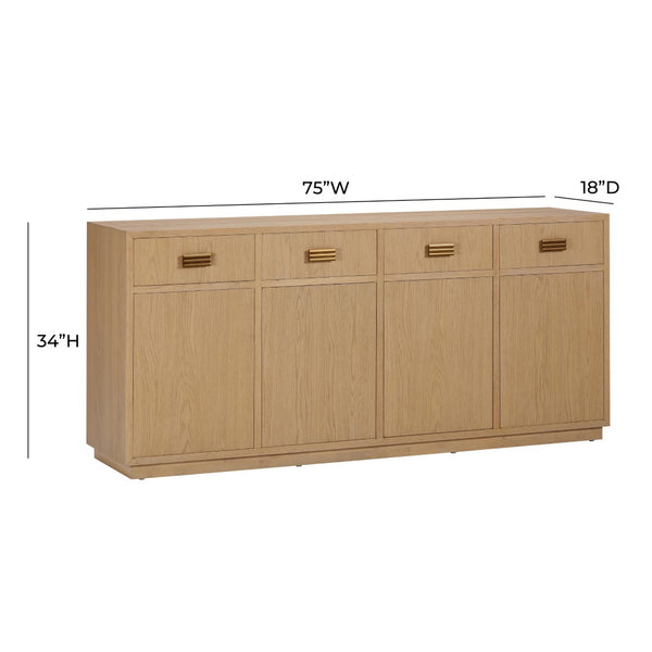 TOV Furniture Aria 75" Buffet - Contemporary European Design with Soft-Close Drawers for Effortless Elegance Natural TOV-D54268